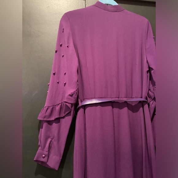 Vintage Porto Long Peplum Victorian Maxi Embellished Ruffle Dress Italian 44 M - Picture 5 of 16